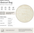 Round Area Rug Living Room: 4 ft Modern Washable Carpet Taupe | - Image 2
