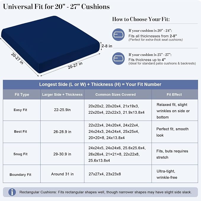 4Pcs Patio Cushion Covers Stretch Outdoor Furniture Protector Slipcovers | - Image 3