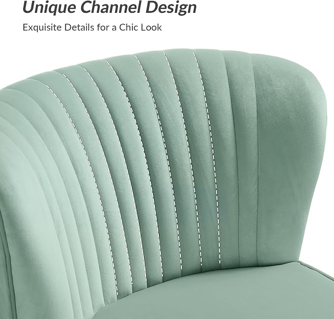 HULALA Home Velvet Accent Chair Set of 2, Modern Armless Upholstered Side Chair - Image 3
