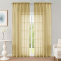 Gold Sheer Curtain 90 Inches Long 2 Panels Set, Solid Filmy Drapes by OWENIE
