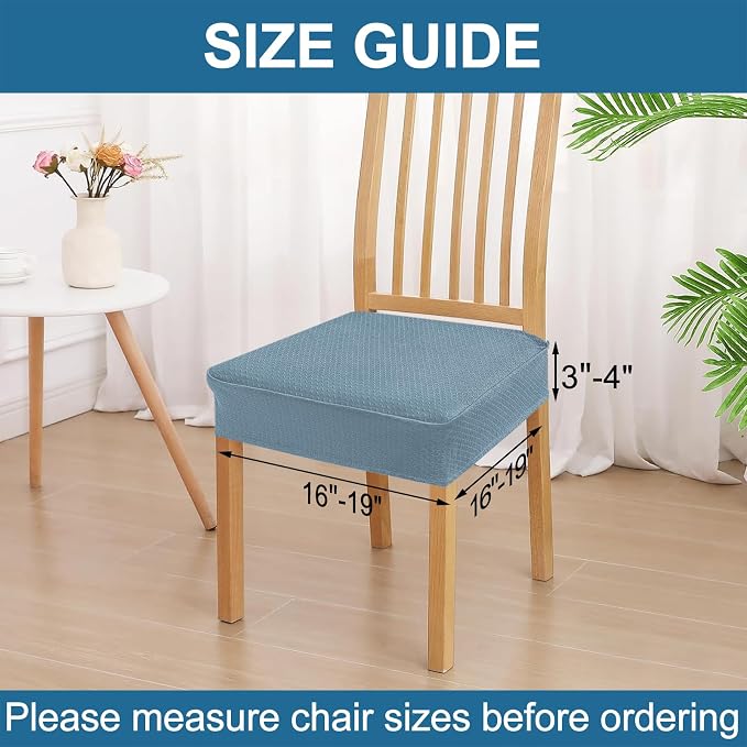 Smiry Waterproof Seat Covers for Dining Room Chairs Set of 8, Stretch Jacquard - Image 2