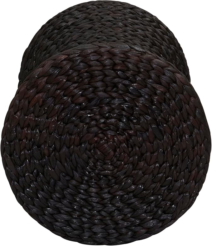 Household Essentials Hourglass Water Hyacinth & Iron Side Table, Stained Brown - Image 4