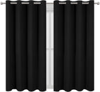 Black Blackout Curtains 52 x 63 Inch Length/Set of 2 Curtain Panels/Thermal - Image 2