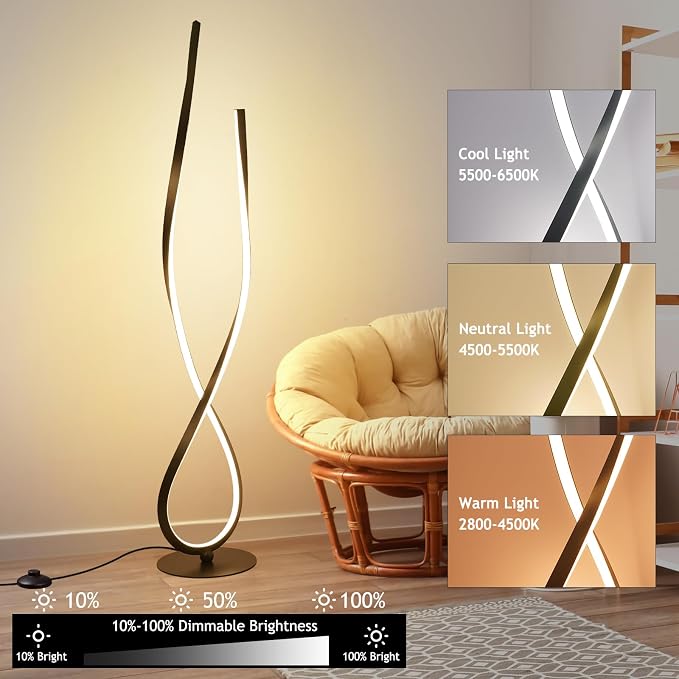 NUÜR Spiral Floor Lamp, Arched Bright Floor Lamps - Image 4