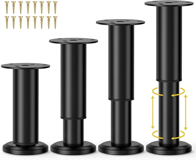 Wlrrcwdttc 4 Pcs Metal Adjustable Furniture Legs 4.72-7.87 inch, Adjustable by Wlrrcwdttc
