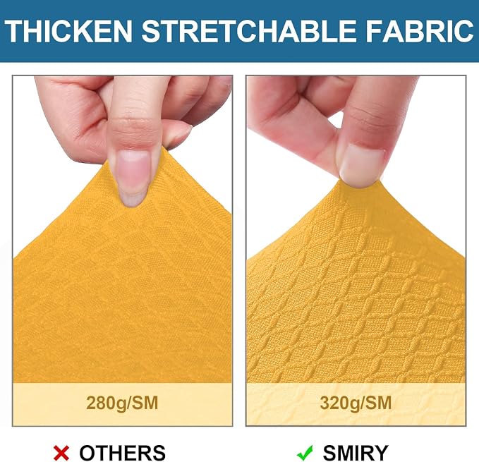 Smiry Waterproof Seat Covers for Dining Room Chairs Set of 8, Stretch Jacquard - Image 4
