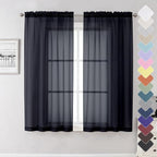 Black Sheer Curtains 63 Inch Length 2 Panels, Elegant Voile Drapes by Lecloud