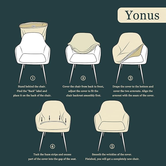 Yonus Dining Room Chair Slipcovers Parsons Chair Covers Sets Armchair Covers - Image 6