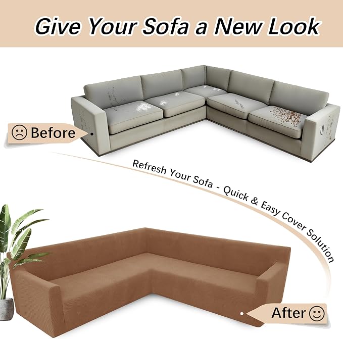 Arfntevss Stretch Sectional Couch Covers L Shaped Corner Sectional Sofa Cover - Image 6