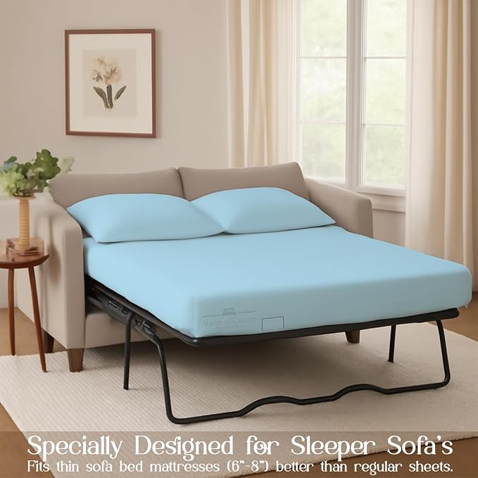 Sleeper Sofa Bed Sheet, 100% Cotton 400 Thread Count, 4 Piece Set, Deep Pocket - Image 3