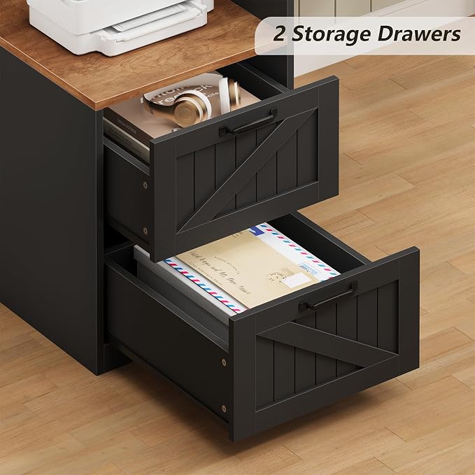 YOMILUVE 63" Farmhouse L Shaped Executive Desk - Image 5