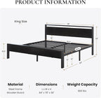 SHA CERLIN 14 Inch King Size Metal Platform Bed Frame - Image 2