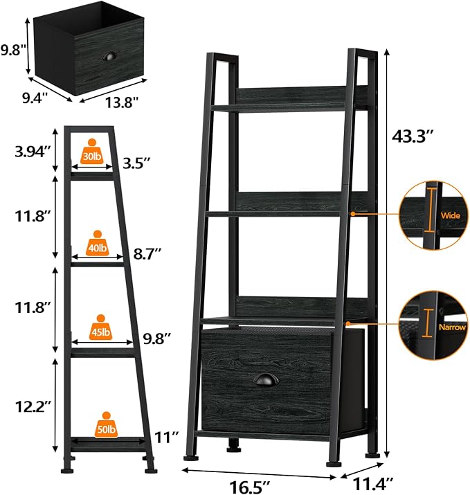 Furologee 4-Tier Ladder Shelf, Ladder Bookshelf - Image 3