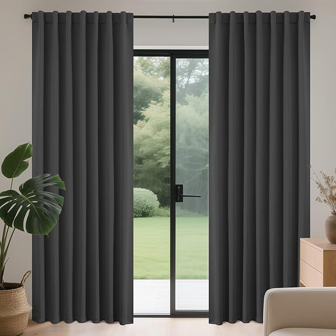 Joydeco Blackout Curtains 96 Inches Long, Thermal Insulated Black Out Curtains by JOYDECO