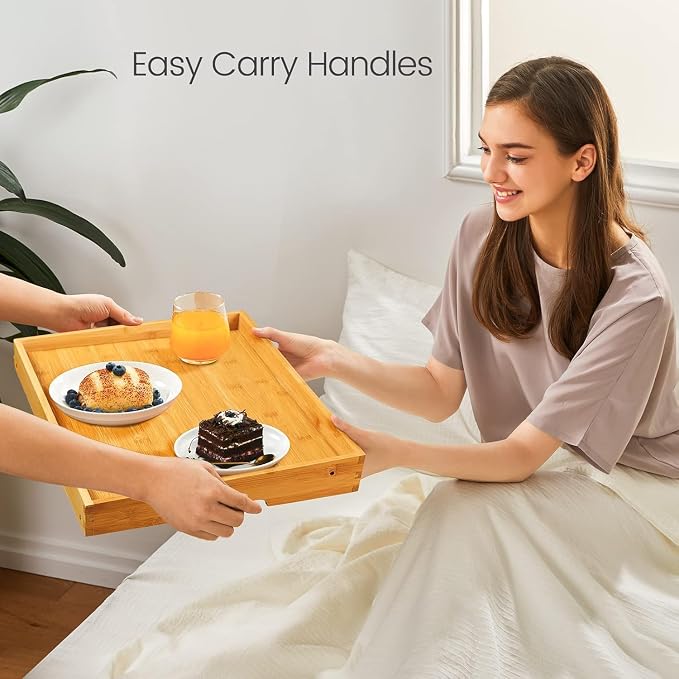 Bamboo Bed Tray Table, Large Breakfast Tray - Image 5