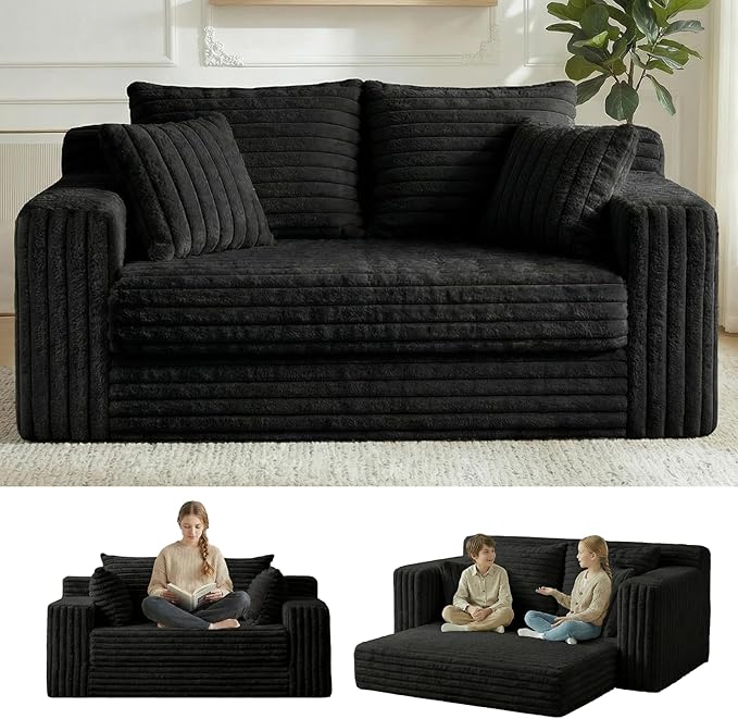 3-in-1 Convertible Sofa Bed: Boneless Loveseat Sleeper & Folding Couch Bed by Winzoo