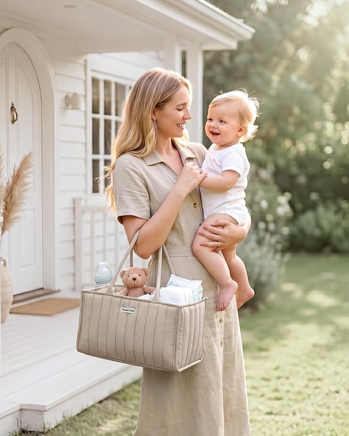 Blissful Diary Baby Diaper Caddy Organizer, Stylish Storage Basket - Image 2