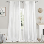 White Linen Curtains 96 inches Long by Nanspring
