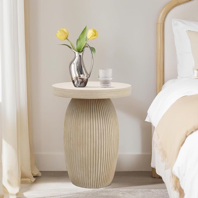 PARISLOFT ​​Rustic Mushroom Side Table, Bohemian End Table - Image 5