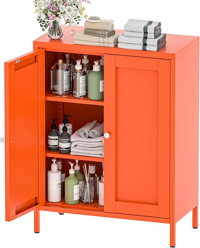 YAUWOH Metal Bathroom Storage Cabinet, Bathroom Floor Storage Cabinet by YAUWOHFactoryOutletsColorfulMetalFurniture