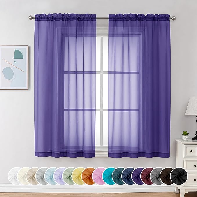 Chyhomenyc Sheer Curtains 63 Inch Length 2 Panels, Soft Airy, Rod Pocket by Chyhomenyc