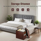 Ottoman with Storage, Folding Foot Rest Stool with Thicker Foam Padded Seat. - Image 4