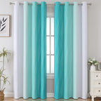 Teal and Grayish White Ombre Blackout Curtains - Image 2