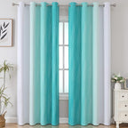 Teal and Grayish White Ombre Blackout Curtains - Image 2