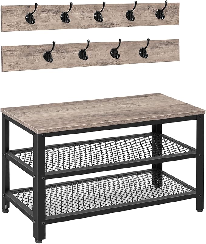 HOOBRO Hall Tree Entryway Storage Bench, Coat Rack Shoe Bench, Shoe Rack by HOOBRO