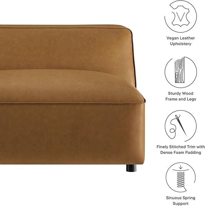 Modway Auren Vegan Leather Modular Armless Chair in Camel - Image 4