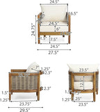 Merax 5-Piece Outdoor Acacia Wood Wicker Conversation Set - Image 2