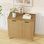 Fluted Cabinet with Storage, 2 Doors Sideboard Buffet, Mid Century Modern - Image 9