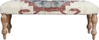 LR Home Off-White/Multicolor Handmade Upholstered Bench - Image 4