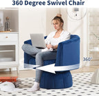 Swivel Accent Barrel Chair Set of 2- Cute Comfy Small Round Arm Chair Velvet - Image 3