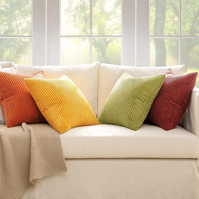 MIULEE Fall Decorative Throw Pillow Covers Yellow Orange Rust 18x18 | Set of 4 - Image 5
