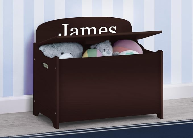 Delta Children Personalized MySize Deluxe Toy Box, Dark Chocolate - Image 6