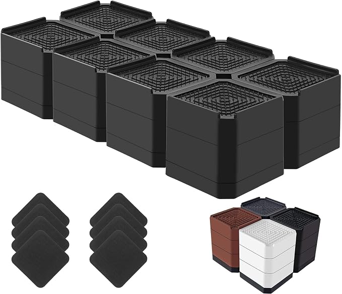Bed Risers Heavy Duty, Adjustable Furniture Riser Blocks Lift 1.5, 4.3 inches by LiftLevelYourBed