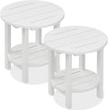 SERWALL Round Outdoor Side Table Set of 2, HDPE Small Adirondack Double End by SERWALL
