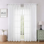 White Sheer Curtains 78 Inches Long 2 Pcs, Elegant Window Treatments Light by Lecloud