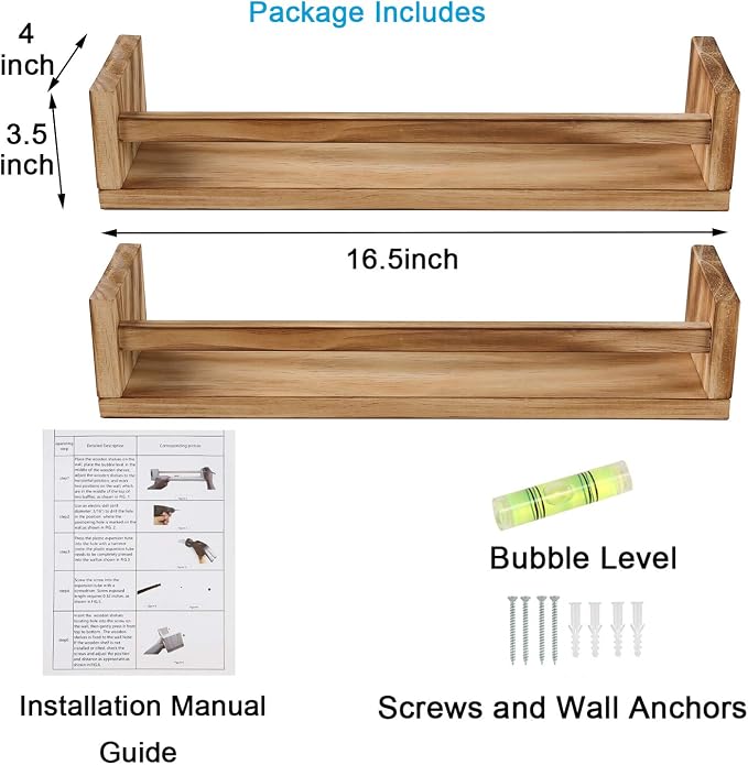 JORIKCHUO Nursery Book Shelves, Kitchen Spice Rack, or Rustic Wall Mounted - Image 6