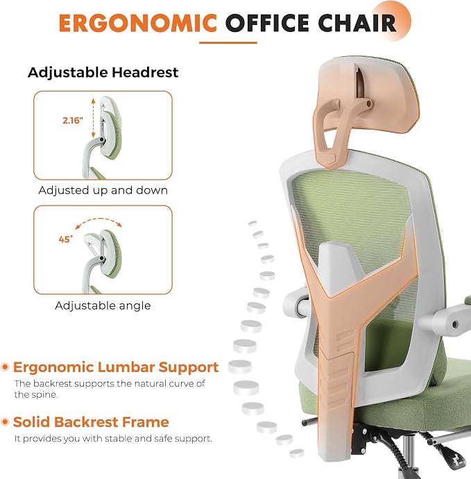 Sweetcrispy Office Computer Desk Chair, Ergonomic High-Back Mesh Rolling Work - Image 4
