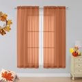 Orange Sheer Curtains 63 inch Length 2 Panels by OVZME