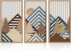 IARTTOP Large Mountain Wood Wall Art 16"x32"x3 Abstract Forest Wall Sculpture by IARTTOP