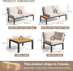 JOYURE 4-Piece Patio Furniture Set, Metal Outdoor Sectional Sofa - Image 2