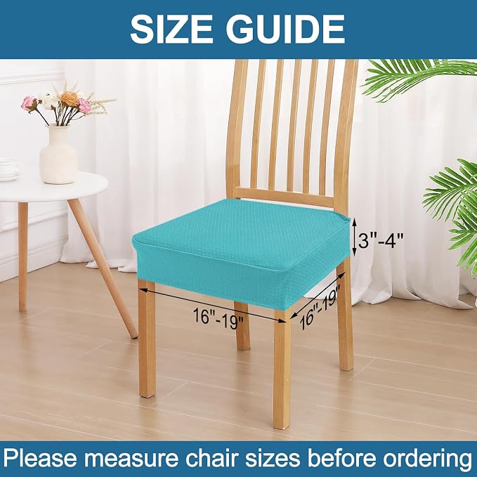 Smiry Waterproof Seat Covers for Dining Room Chairs Set of 8, Stretch Jacquard - Image 3