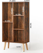 LEYAOYAO 5 Cube Small Bookshelf, 3 Tier Mid-Century Bookcase - Image 2