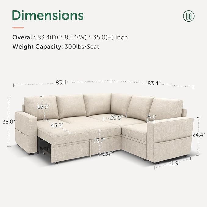 HONBAY Modular Sectional Sleeper Sofa - Image 2