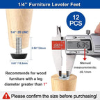 WAFJAMF Adjustable Furniture Levelers Screw in Threaded, Adjustable Levelers - Image 2