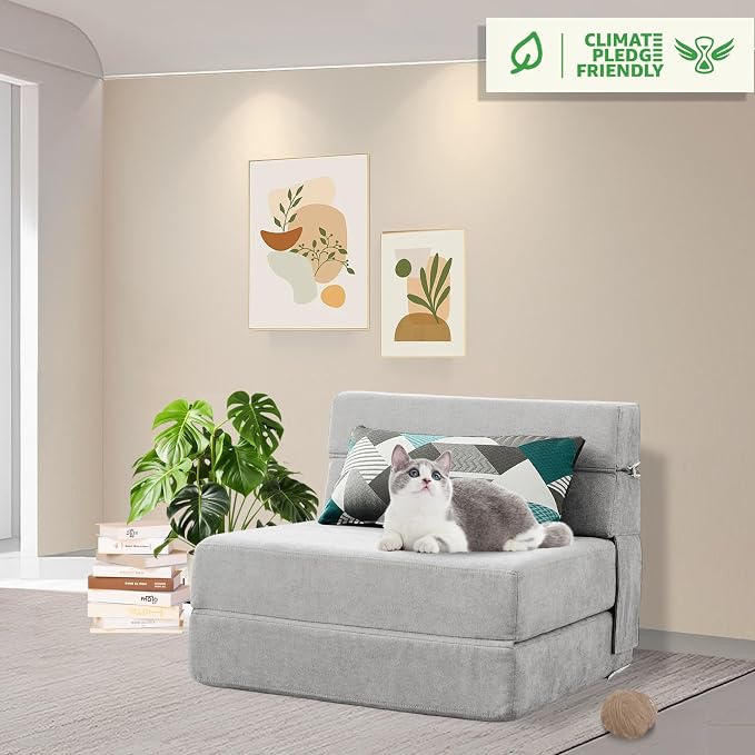 ANONER Folding Sofa Bed Couch Memory Foam Fold Out Chair Bed - Image 5