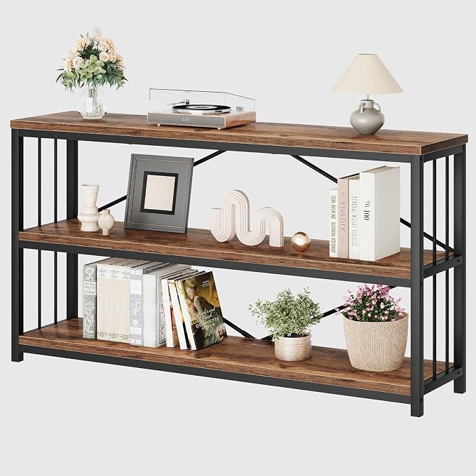 LVB Industrial Console Entryway Table, Metal Wood Rustic Sofa Table - Image 10